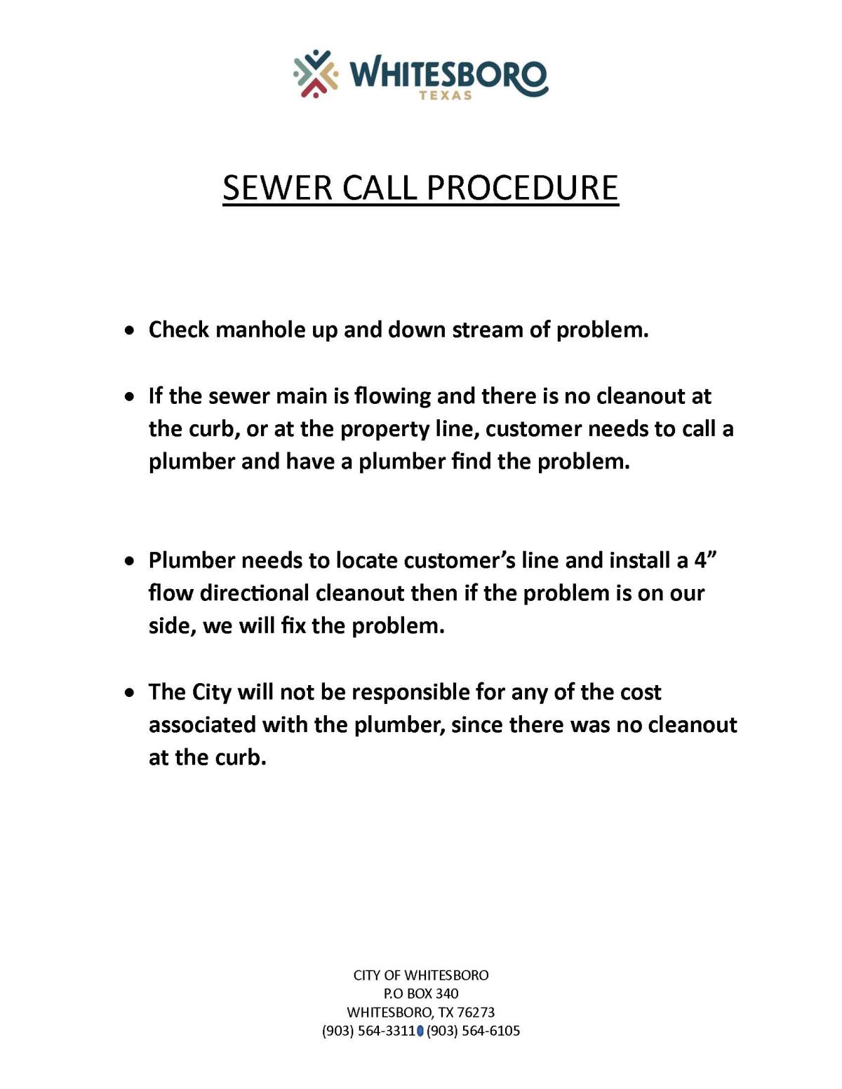 Sewer Call Procedure